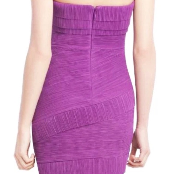 BCBGMAXAZRIA Purple Pleated Bodycon Dress – - Picture 3 of 8